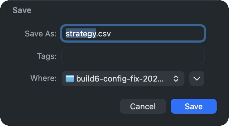 CSV エクスポート結果 — 英語インターフェース例