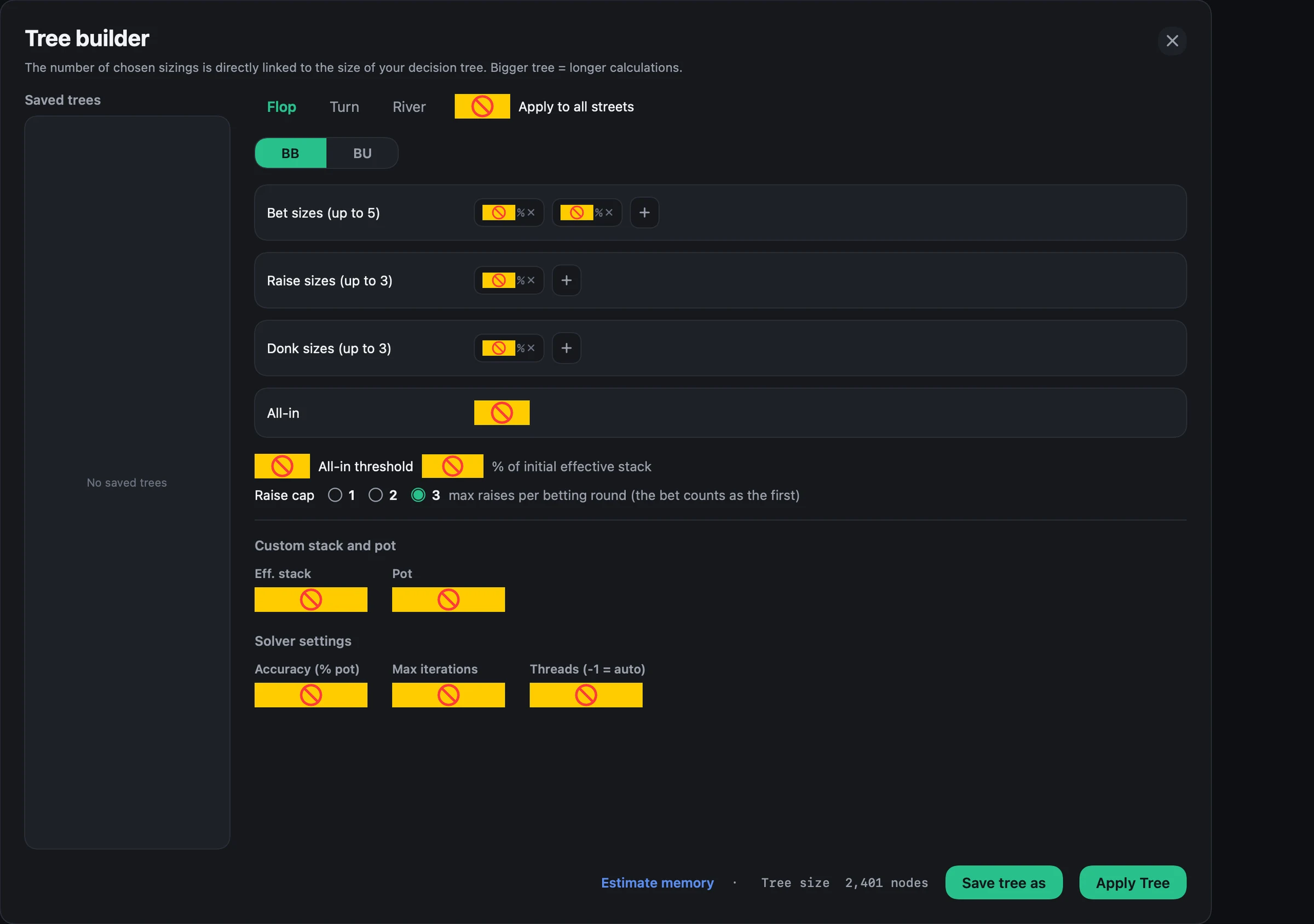MelaGTO postflop tree builder